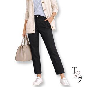 Ann Taylor  Black Straight Leg Business Casual Cropped Trouser Pants Size 4